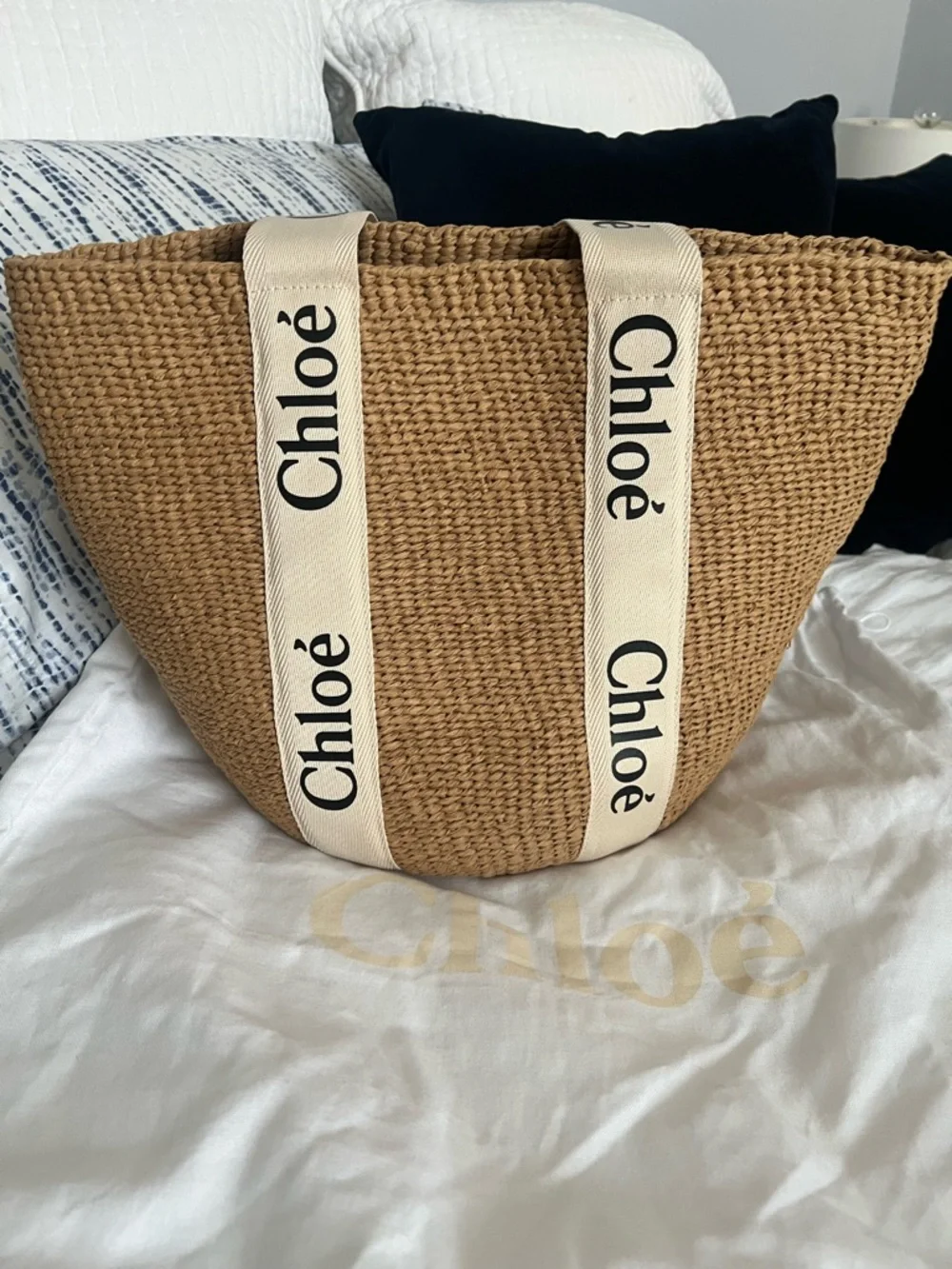 Chloe Woody Large Mifuko Basket Bag in Fair Trade Paper - Picture 1 of 11